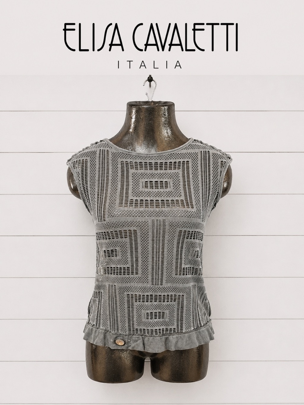 ELISA CAVALETTI – Sheer Crochet Knit Top – Taille S (Extensible)